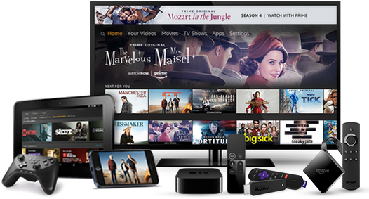 The Prime Video user interface, displayed on a variety of devices