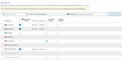 UI to update a license type in the Avails section of Title Hub